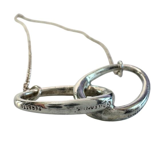 Tiffany and Co Elsa Peretti Large Double Loop Pendant Necklace 15" - Sterling - Picture 7 of 11